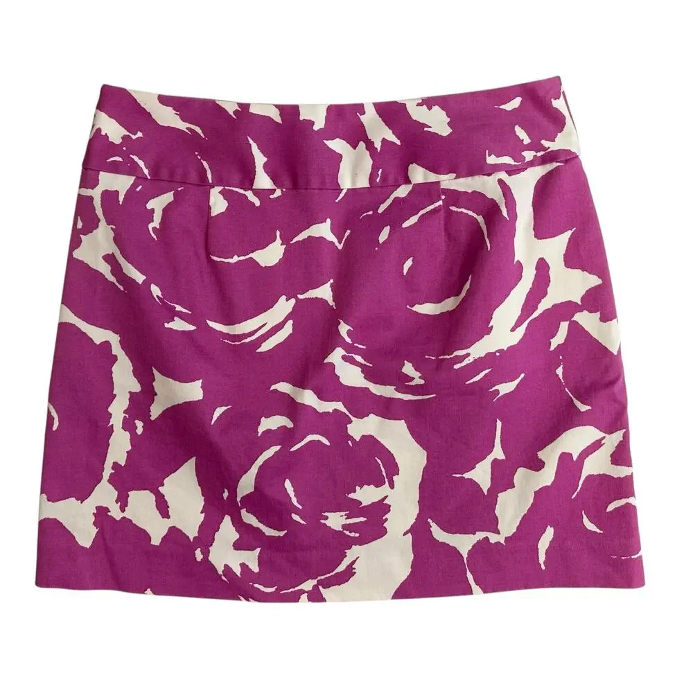 J. Crew Floral Cotton Mini Skirt Purple White 15432 Size 0